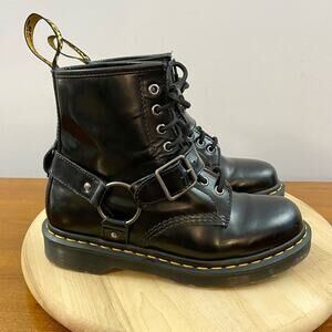 Dr. Martens 1460 Harness 8 Eye Black Leather Boots Men’s 7 Women’s Sz 8 25163001